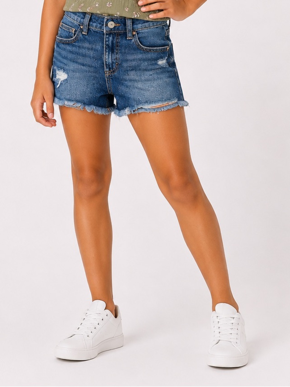Art Class Girls Distressed Denim Jean Shorts Blue Size 8